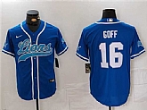 Men's Detroit Lions #16 Jared Goff Blue Cool Base Stitched Baseball Jersey,baseball caps,new era cap wholesale,wholesale hats